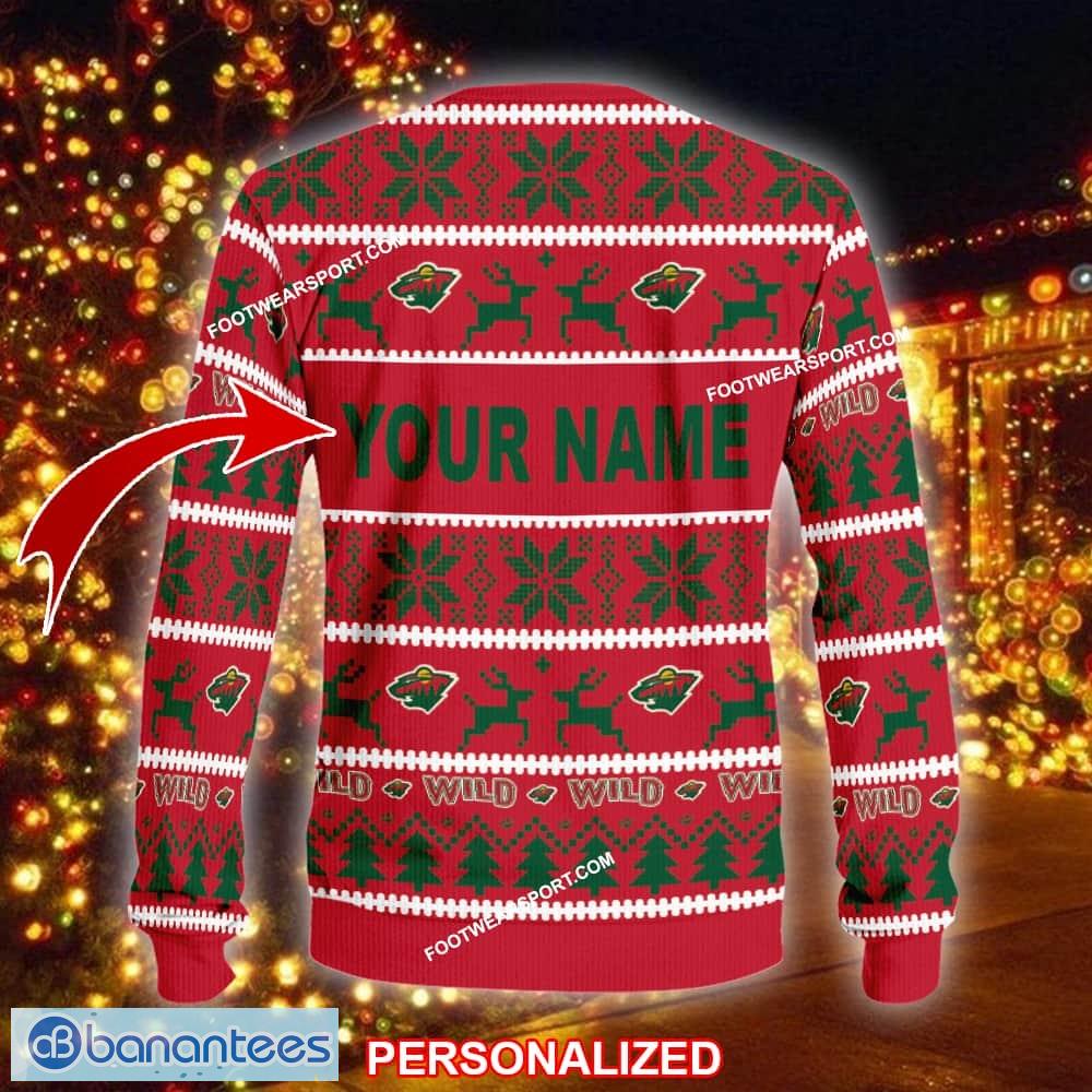 new seasonal minnesota wild knitted christmas sweater gift for adult custom name 1 image NEW Seasonal Minnesota Wild Knitted Christmas Sweater Gift For Adult Custom Name - NHL Minnesota Wild Ugly Christmas Sweater For Men And Women Photo 2