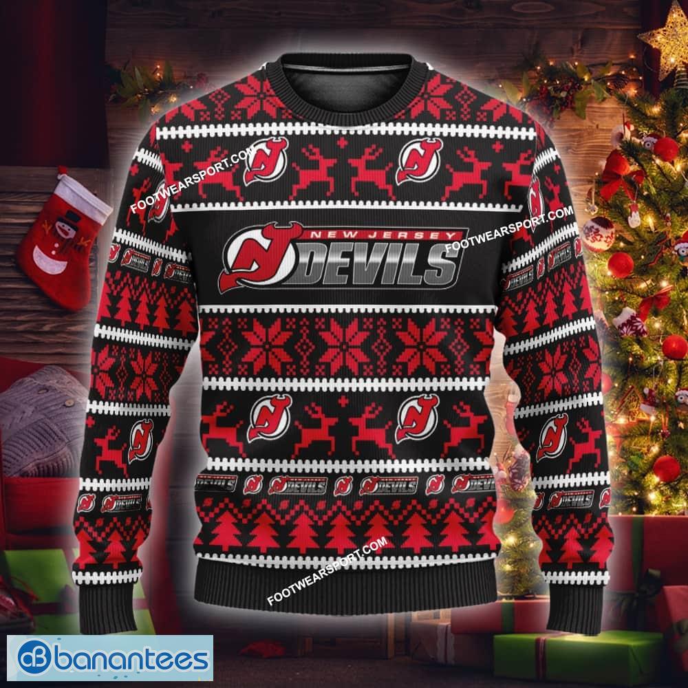new snow new jersey devils knitted xmas sweater aop gift holidays custom name image NEW Snow New Jersey Devils Knitted Xmas Sweater AOP Gift Holidays Custom Name - NHL New Jersey Devils Ugly Christmas Sweater For Men And Women Photo 1