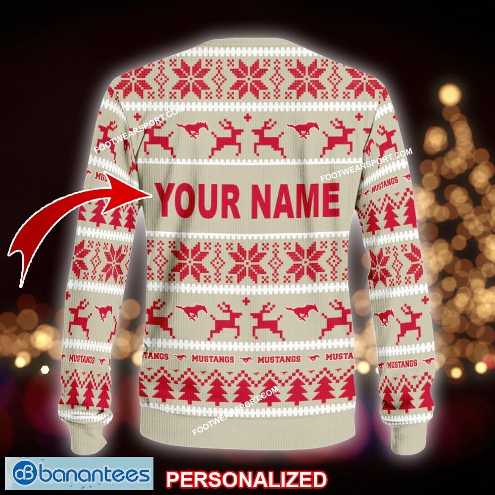 new snowball smu mustangs knitted christmas sweater gift for adult custom name 1 image NEW Snowball SMU Mustangs Knitted Christmas Sweater Gift For Adult Custom Name - NCAA SMU Mustangs Ugly Christmas Sweater For Men And Women Photo 2
