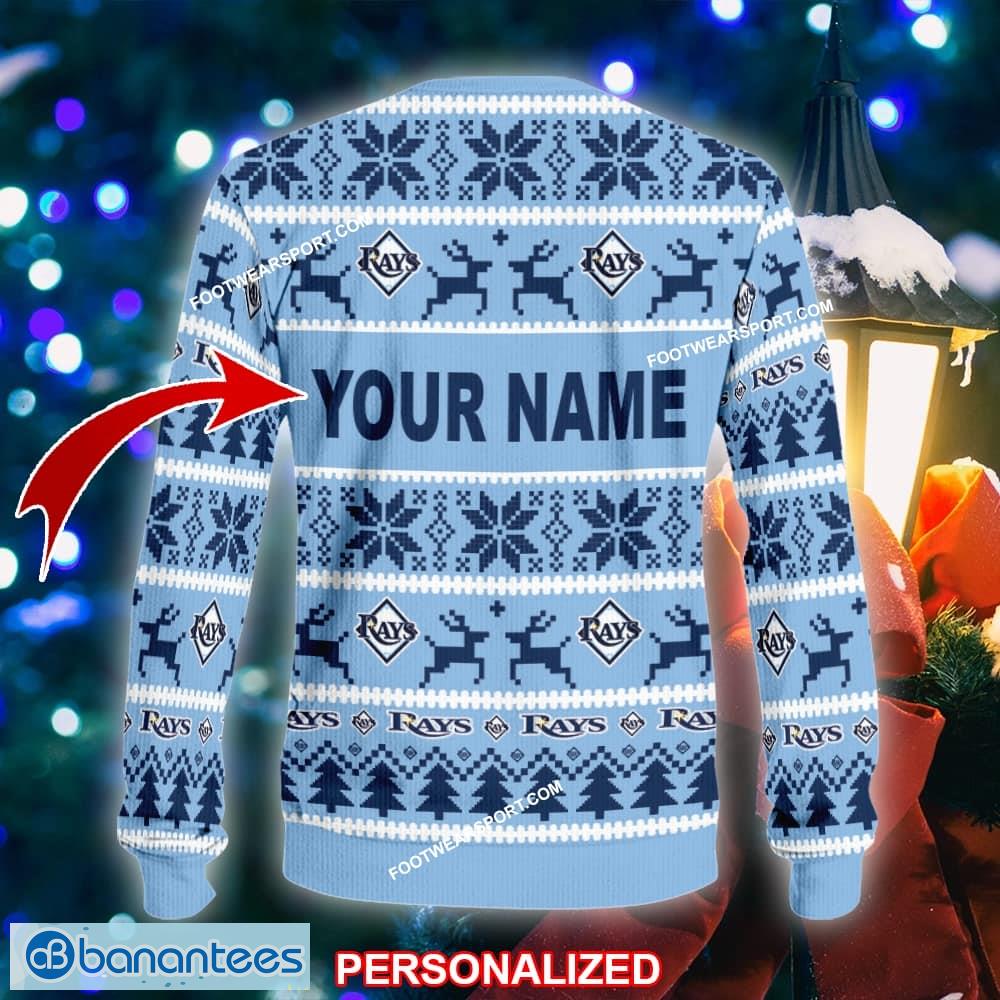 new snowflake tampa bay rays ugly christmas 3d sweater gift for adult custom name 1 image NEW Snowflake Tampa Bay Rays Ugly Christmas 3D Sweater Gift For Adult Custom Name - MLB Tampa Bay Rays Ugly Christmas Sweater For Men And Women Photo 2