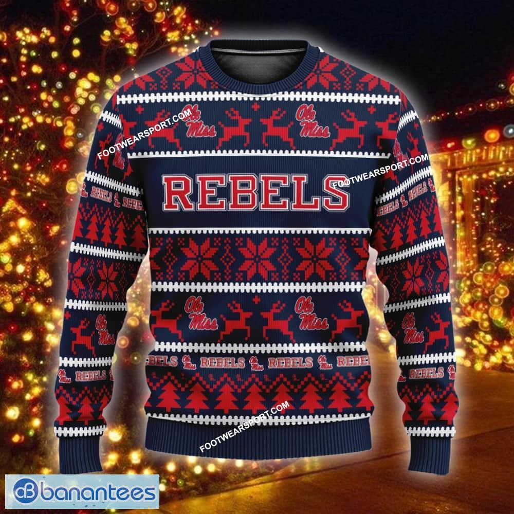 new snowstorm ole miss rebels ugly christmas sweater gift for men and women custom name image NEW Snowstorm Ole Miss Rebels Ugly Christmas Sweater Gift For Men And Women Custom Name - NCAA Ole Miss Rebels Ugly Christmas Sweater For Men And Women Photo 1