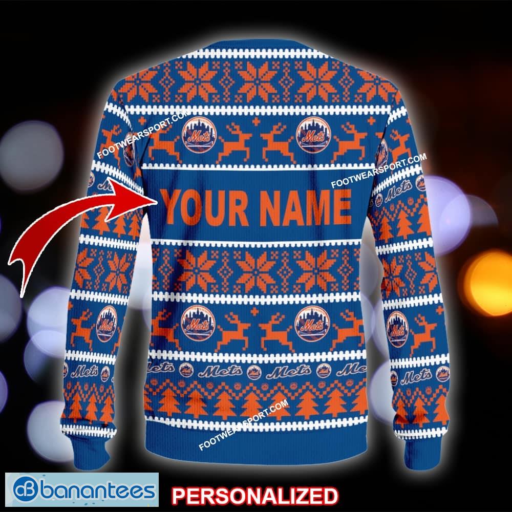 new soft new york mets ugly christmas sweater gift holidays custom name 1 image NEW Soft New York Mets Ugly Christmas Sweater Gift Holidays Custom Name - MLB New York Mets Ugly Christmas Sweater For Men And Women Photo 2