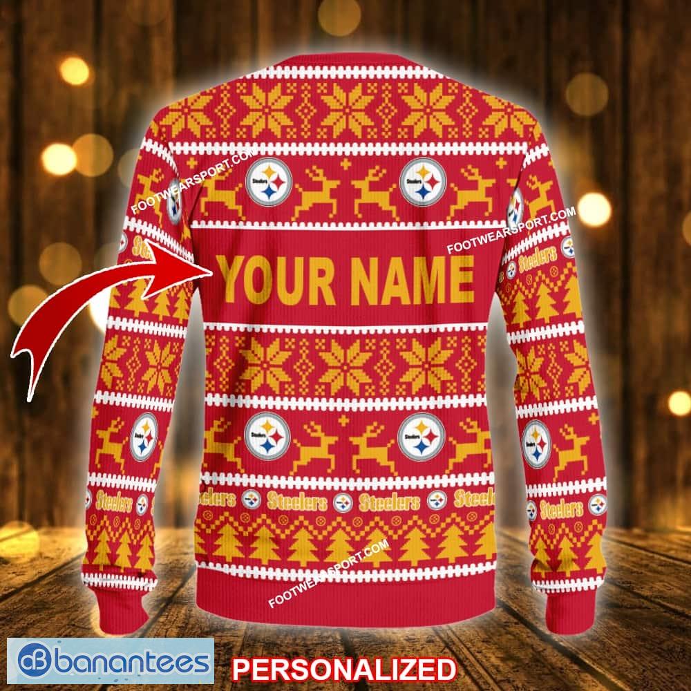 new soft pittsburgh steelers ugly christmas 3d sweater gift for adult custom name 1 image NEW Soft Pittsburgh Steelers Ugly Christmas 3D Sweater Gift For Adult Custom Name - NFL Pittsburgh Steelers Ugly Christmas Sweater For Men And Women Photo 2