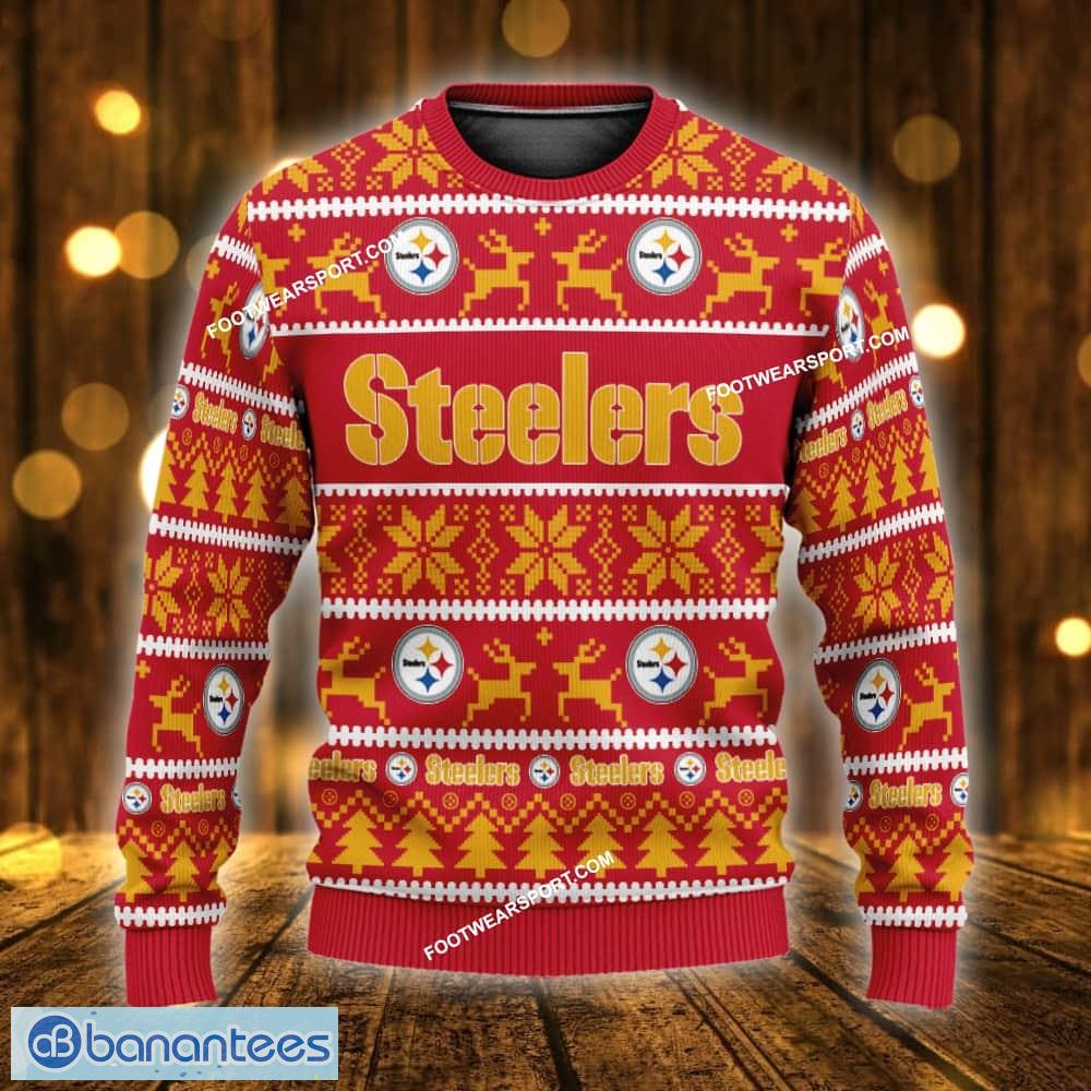 new soft pittsburgh steelers ugly christmas 3d sweater gift for adult custom name image NEW Soft Pittsburgh Steelers Ugly Christmas 3D Sweater Gift For Adult Custom Name - NFL Pittsburgh Steelers Ugly Christmas Sweater For Men And Women Photo 1
