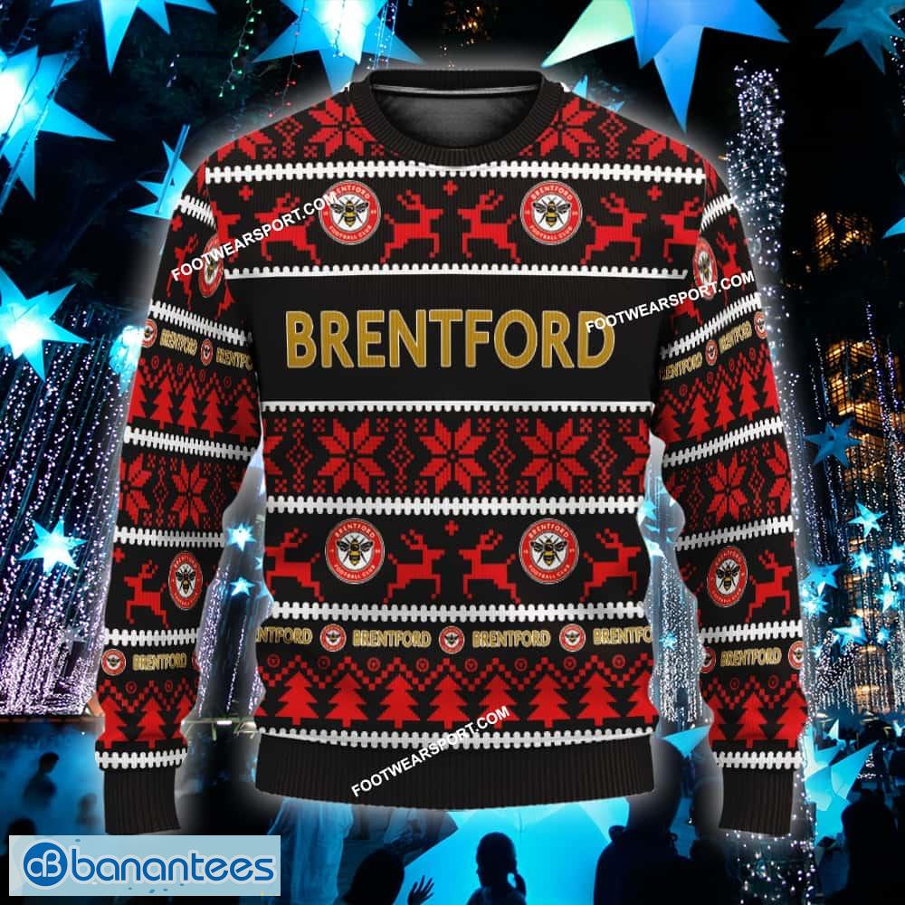 new stylish brentford knitted christmas sweater gift for adult custom name image NEW Stylish Brentford Knitted Christmas Sweater Gift For Adult Custom Name - EPL Brentford Ugly Christmas Sweater For Men And Women Photo 1