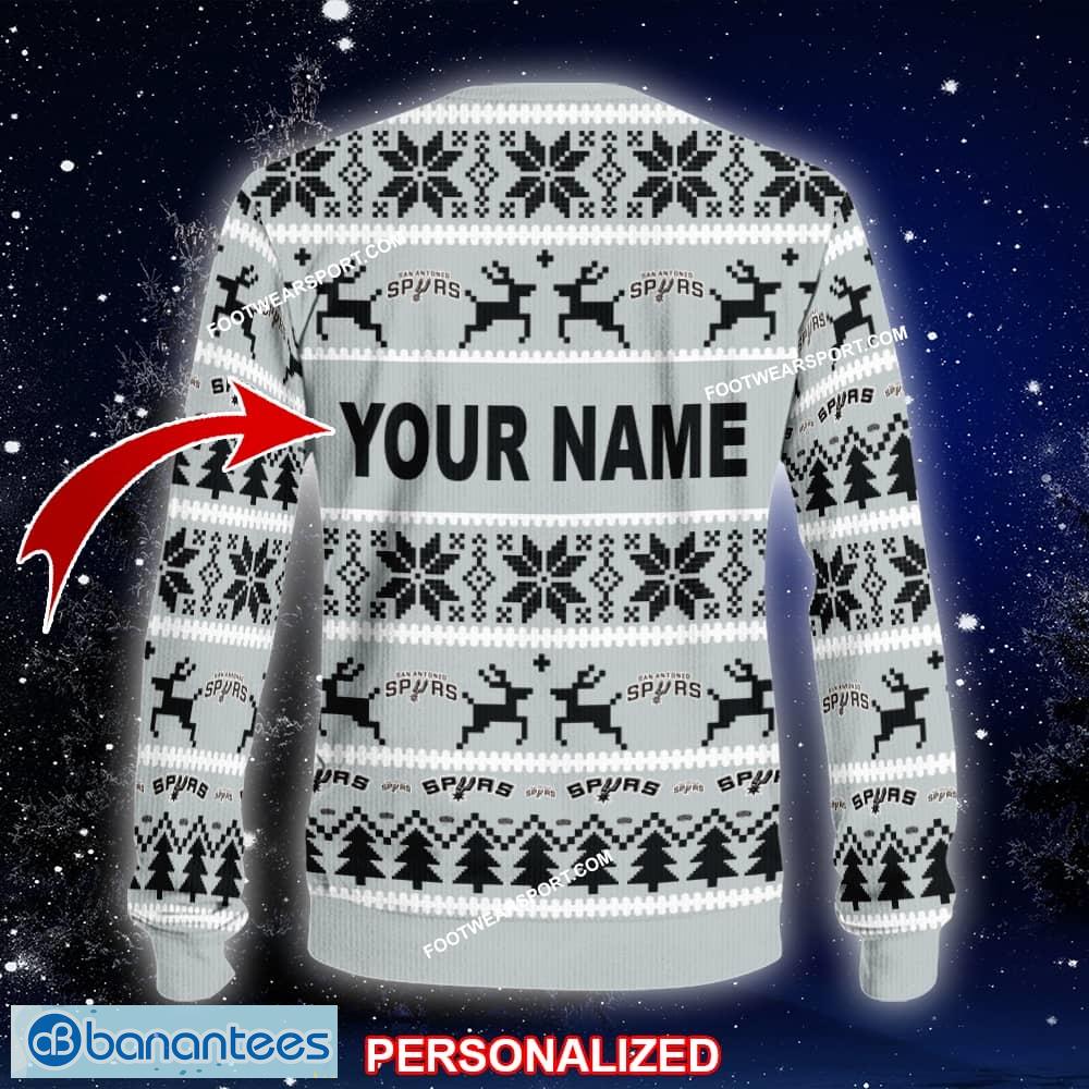 new sweater san antonio spurs ugly christmas 3d sweater gift for men and women custom name 1 image NEW Sweater San Antonio Spurs Ugly Christmas 3D Sweater Gift For Men And Women Custom Name - NBA San Antonio Spurs Ugly Christmas Sweater For Men And Women Photo 2