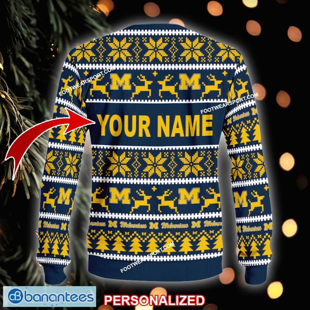 new toboggan michigan wolverines ugly christmas 3d sweater gift for adult custom name 1 image NEW Toboggan Michigan Wolverines Ugly Christmas 3D Sweater Gift For Adult Custom Name - NCAA Michigan Wolverines Ugly Christmas Sweater For Men And Women Photo 2