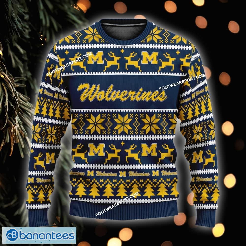 new toboggan michigan wolverines ugly christmas 3d sweater gift for adult custom name image NEW Toboggan Michigan Wolverines Ugly Christmas 3D Sweater Gift For Adult Custom Name - NCAA Michigan Wolverines Ugly Christmas Sweater For Men And Women Photo 1