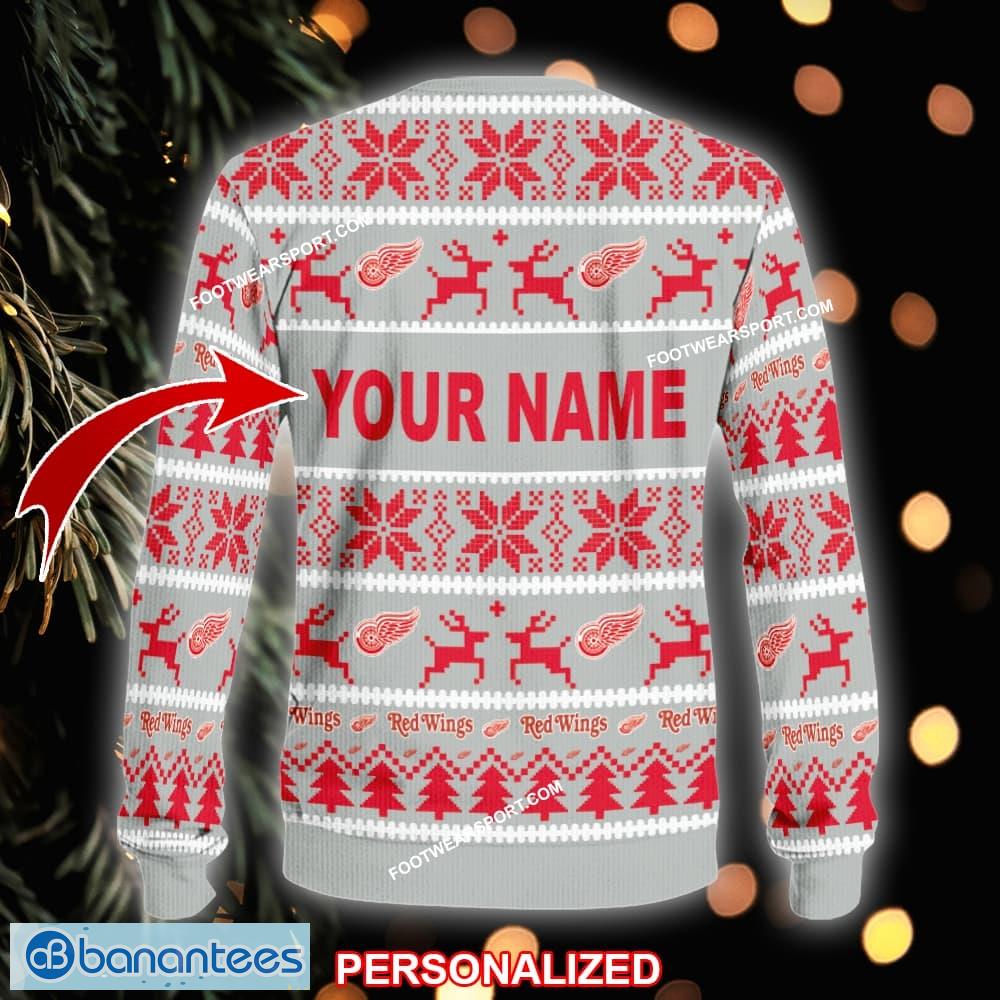new tradition detroit red wings ugly christmas sweater gift for adult custom name 1 image NEW Tradition Detroit Red Wings Ugly Christmas Sweater Gift For Adult Custom Name - NHL Detroit Red Wings Ugly Christmas Sweater For Men And Women Photo 2
