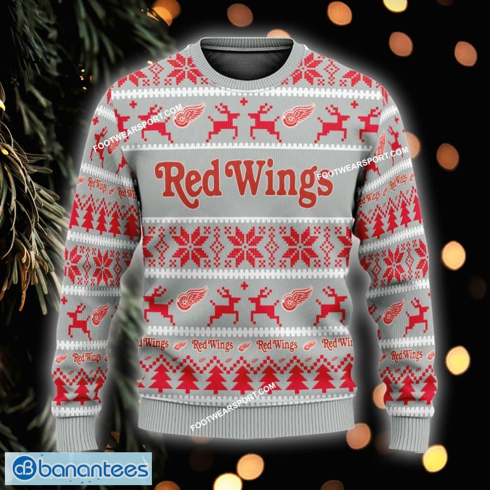 new tradition detroit red wings ugly christmas sweater gift for adult custom name image NEW Tradition Detroit Red Wings Ugly Christmas Sweater Gift For Adult Custom Name - NHL Detroit Red Wings Ugly Christmas Sweater For Men And Women Photo 1