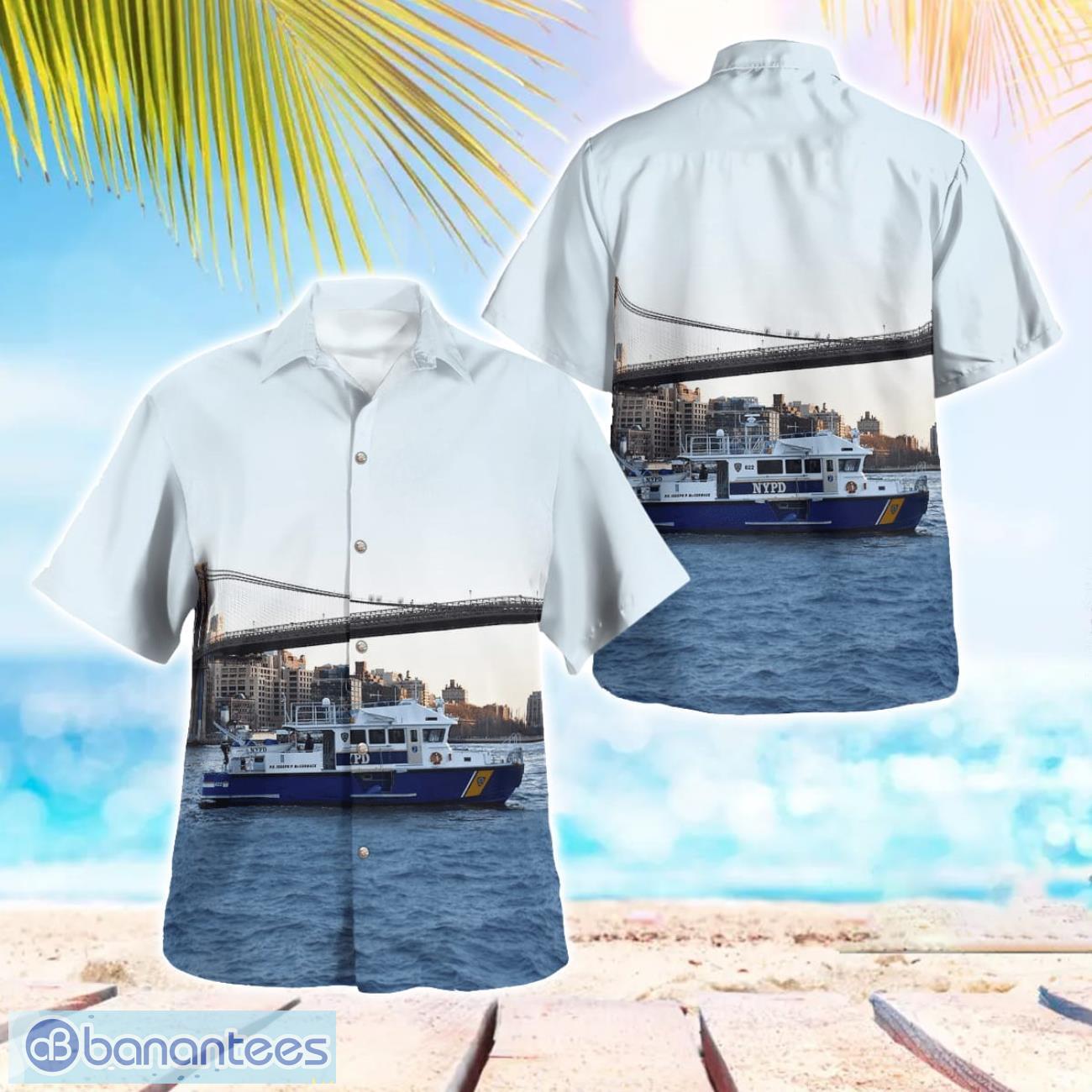 new york city police department police boat hawaiian shirt image New York City Police Department Police Boat Hawaiian Shirt Product Photo 1