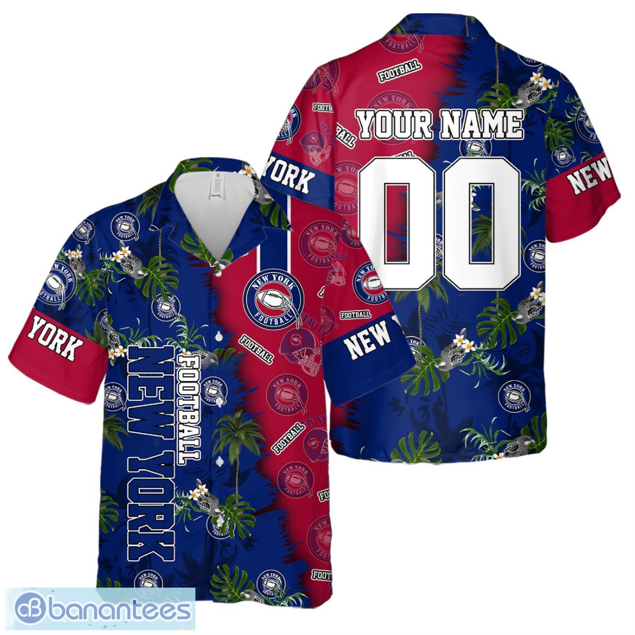 new york football team hawaiian shirt and shorts custom name number tropical style hawaiian shirt image New York Football Team Hawaiian Shirt And Shorts Custom Name Number Tropical Style Hawaiian Shirt Product Photo 1