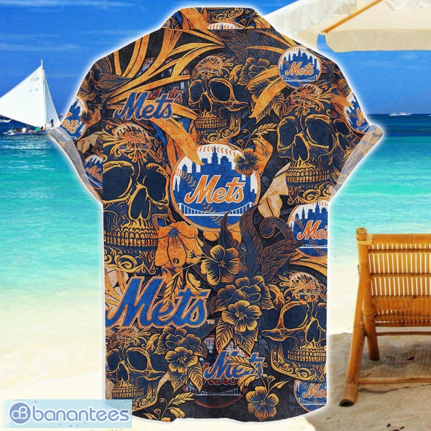 new york mets flower and skull hawaiian shirt mlb team halloween shirt 1 image New York Mets Flower and Skull Hawaiian Shirt MLB Team Halloween Shirt Product Photo 2