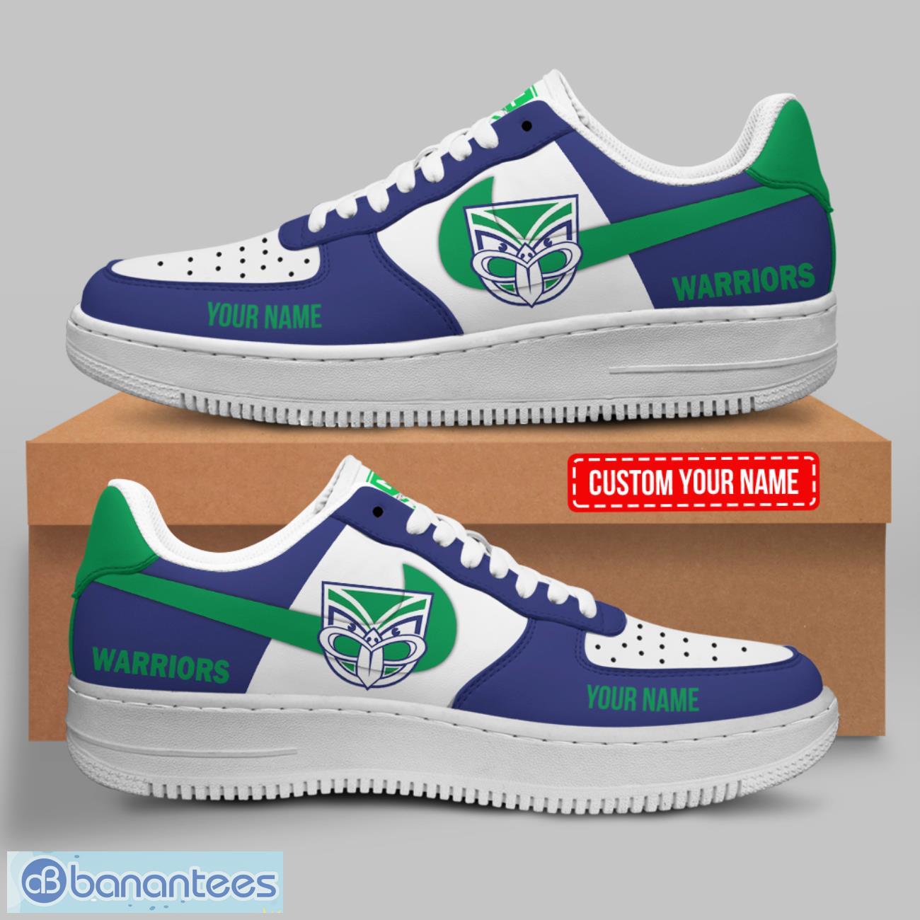new zealand warriors custom name personalized nrl air force 1 shoes for fans image New Zealand Warriors Custom Name Personalized NRL Air Force 1 Shoes For Fans Product Photo 1