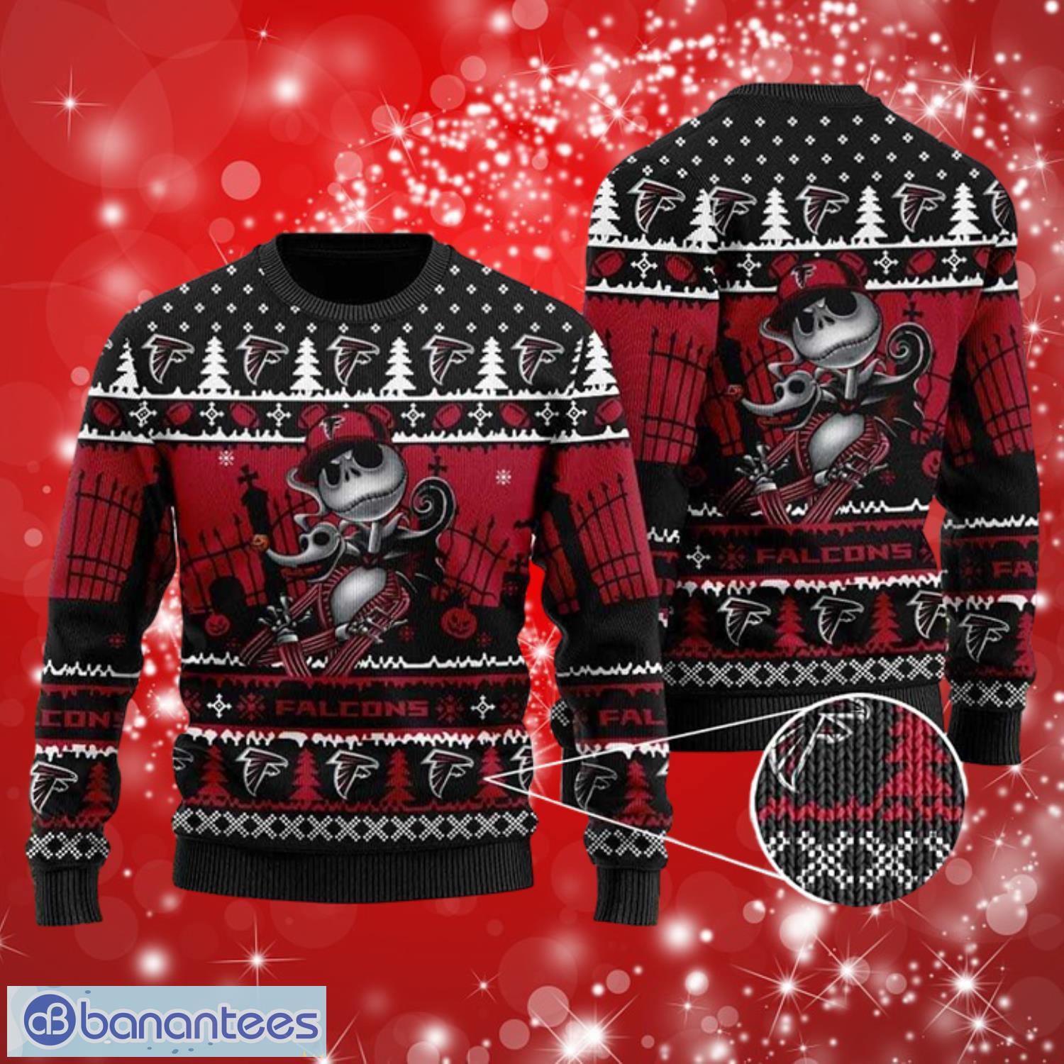 nfl atlanta falcons logo jack skellington halloween holiday party christmas full over print gifts christmas 3d sweater shirt image NFL Atlanta Falcons Logo Jack Skellington Halloween Holiday Party Christmas Full Over Print Gifts Christmas 3D Sweater Shirt Product Photo 1