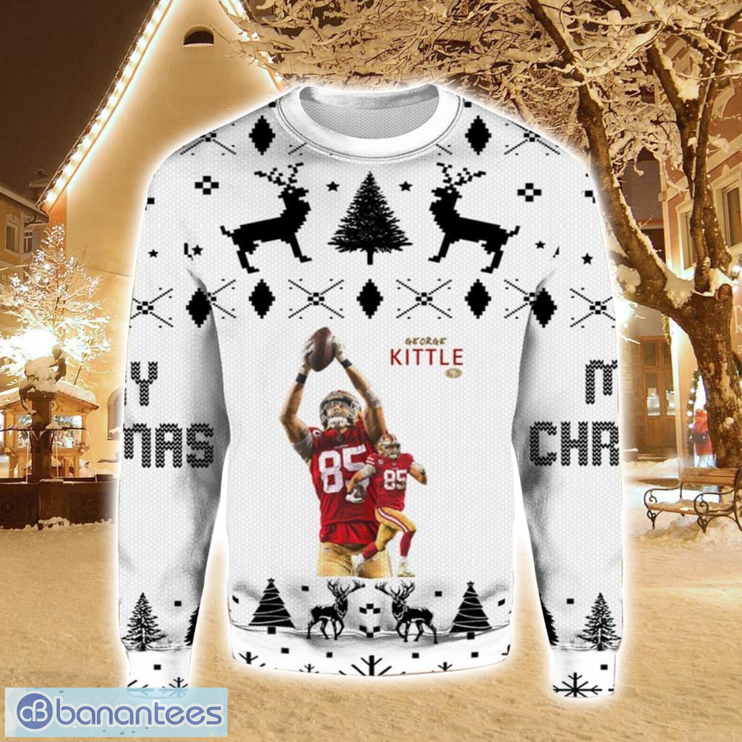 nfl george kittle 49ers christmas gift ugly christmas sweater for men and women image NFL George Kittle 49ers Christmas Gift Ugly Christmas Sweater For Men And Women Product Photo 1