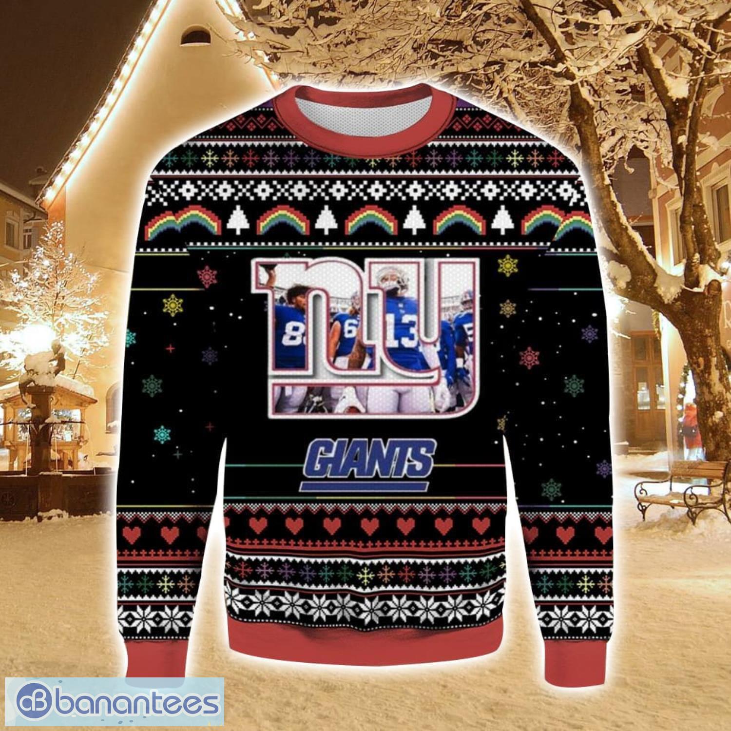 nfl ny giants logo christmas gift ugly christmas sweater for men and women image NFL NY Giants Logo Christmas Gift Ugly Christmas Sweater For Men And Women Product Photo 1