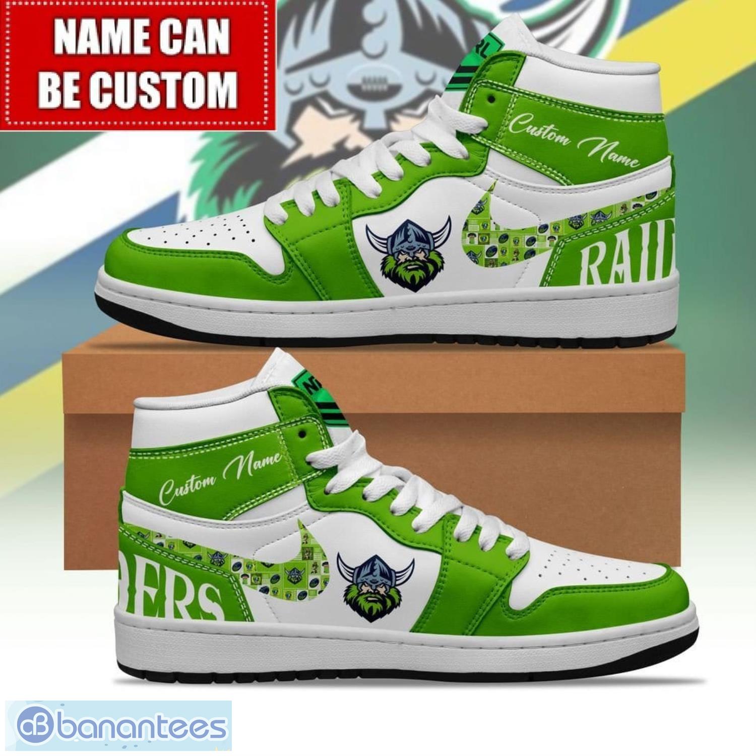 nrl canberra raiders custom name limited air jordan hightop shoes jd1 sneakers image NRL Canberra Raiders Custom Name Limited Air Jordan Hightop Shoes JD1 Sneakers Product Photo 1