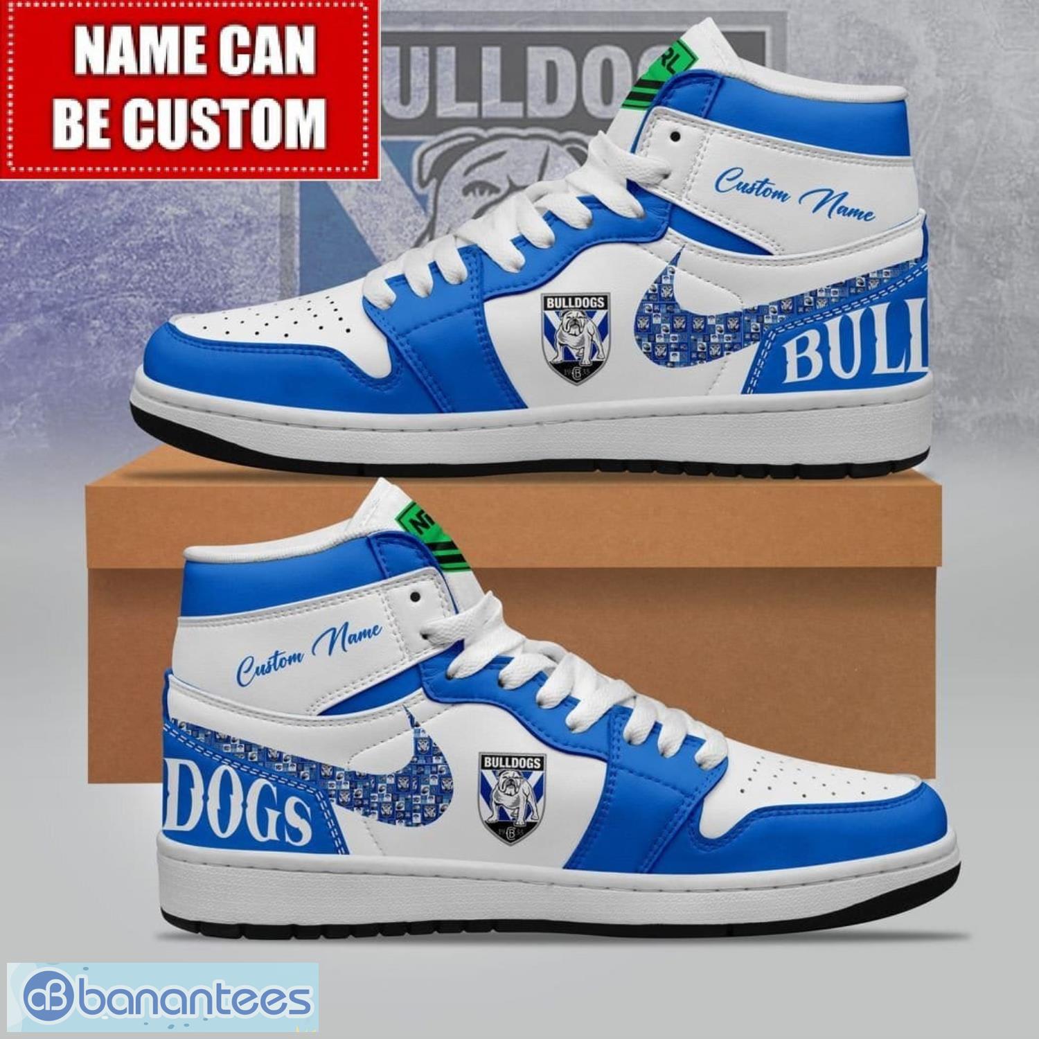 nrl canterbury bankstown bulldogs custom name limited air jordan hightop shoes jd1 sneakers image NRL Canterbury-Bankstown Bulldogs Custom Name Limited Air Jordan Hightop Shoes JD1 Sneakers Product Photo 1