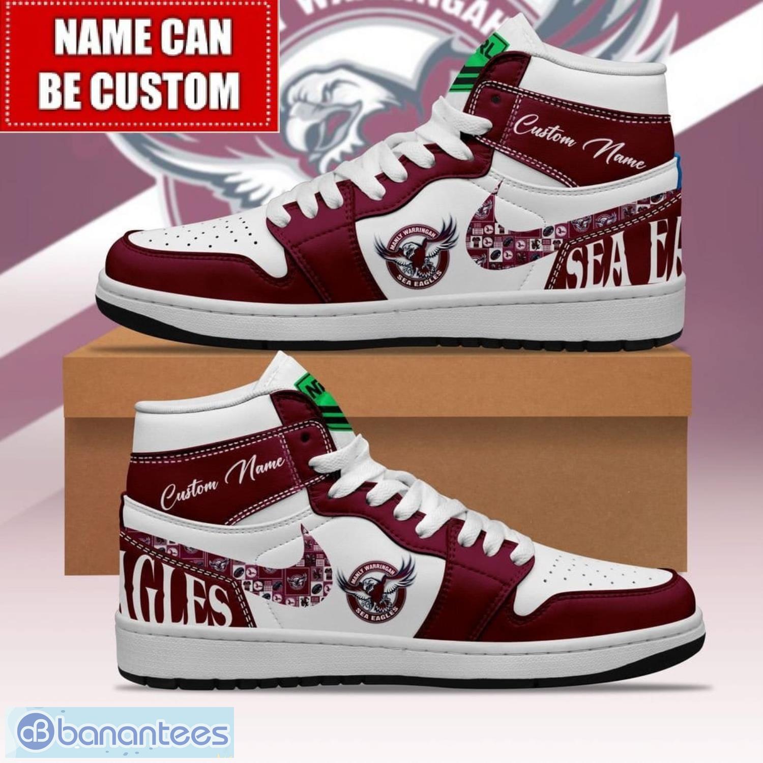 nrl manly warringah sea eagles custom name limited air jordan hightop shoes jd1 sneakers image NRL Manly Warringah Sea Eagles Custom Name Limited Air Jordan Hightop Shoes JD1 Sneakers Product Photo 1