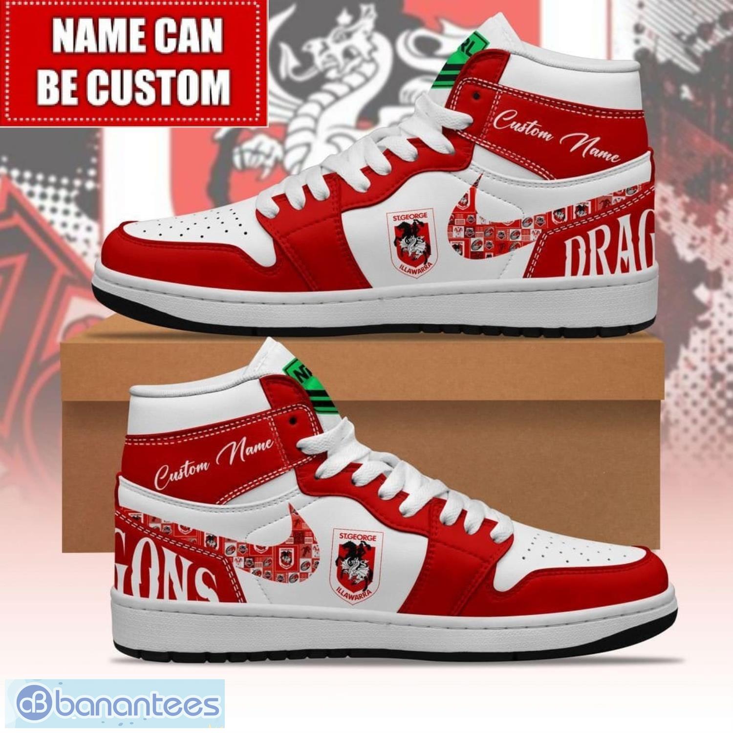 nrl st george illawarra dragons custom name limited air jordan hightop shoes jd1 sneakers image NRL St. George Illawarra Dragons Custom Name Limited Air Jordan Hightop Shoes JD1 Sneakers Product Photo 1