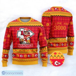 Kansas City Chiefs Patrick Mahomes I Love You 3000 Sport Player 3D Ugly Christmas Sweater Product Photo 1