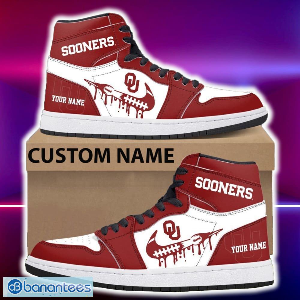 oklahoma sooners air jordan hightop shoes new custom name for fans gift sneaker image Oklahoma Sooners Air Jordan Hightop Shoes New Custom Name For Fans Gift Sneaker - Oklahoma Sooners Air Jordan Hightop Shoes Photo 4