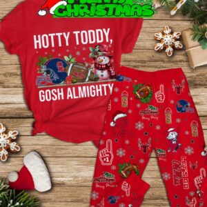 Ole Miss Rebels Gosh Almighty Snowman University of Mississippi Hotty Toddy Gosh Almighty Snowman Fleece Pajama Sets Men Women For Fans - 020824-145318