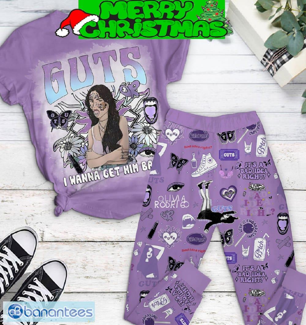 olivia rodrigo guts i wanna get him back purple design fleece pajamas set for christmas image Olivia Rodrigo Guts I Wanna Get Him Back Purple Design Fleece Pajamas Set For Christmas - Olivia Rodrigo Guts I Wanna Get Him Back Purple Design Fleece Pajamas Set-1