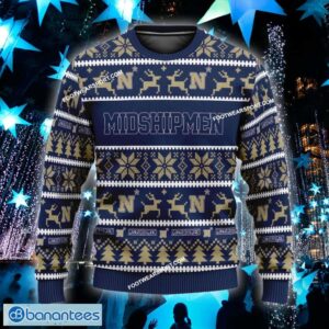 NEW Roast Navy Midshipmen Knitted Christmas Sweater AOP Gift For Men And Women Custom Name - NCAA Navy Midshipmen Ugly Christmas Sweater For Men And Women Photo 1