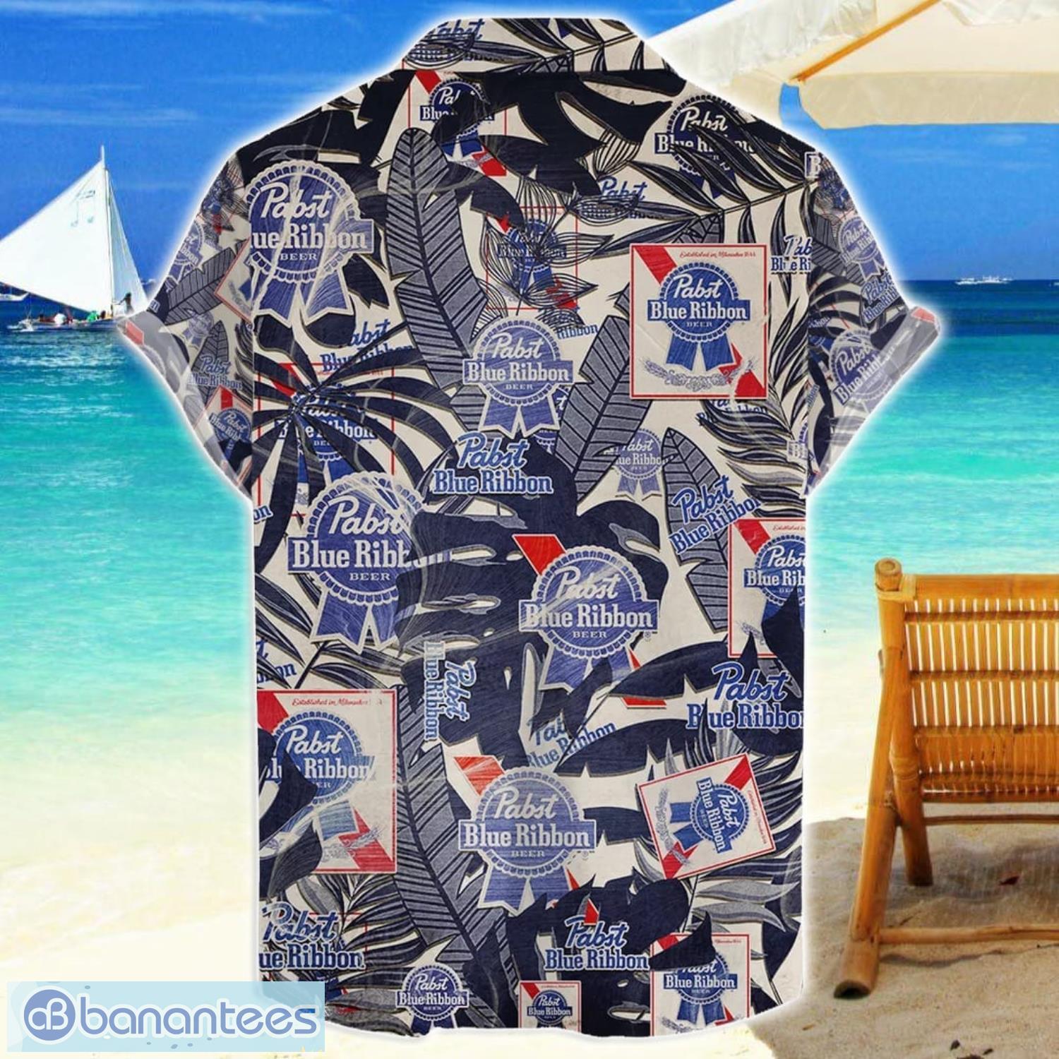 pabst blue ribbon beer retro logo 3d hawaiian shirt gift for men and women 1 image Pabst Blue Ribbon Beer Retro Logo 3D Hawaiian Shirt Gift For Men And Women Product Photo 2