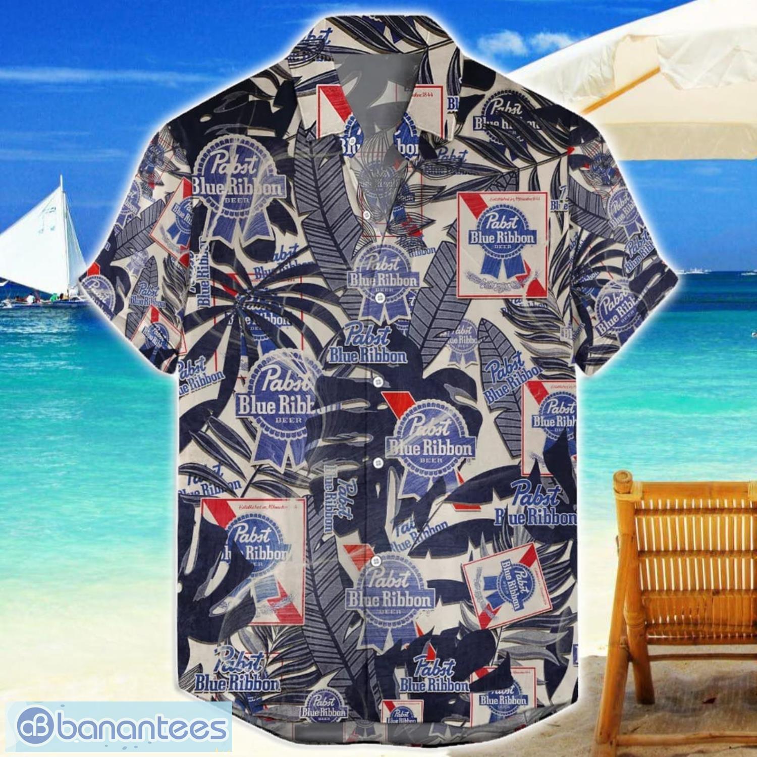pabst blue ribbon beer retro logo 3d hawaiian shirt gift for men and women image Pabst Blue Ribbon Beer Retro Logo 3D Hawaiian Shirt Gift For Men And Women Product Photo 1