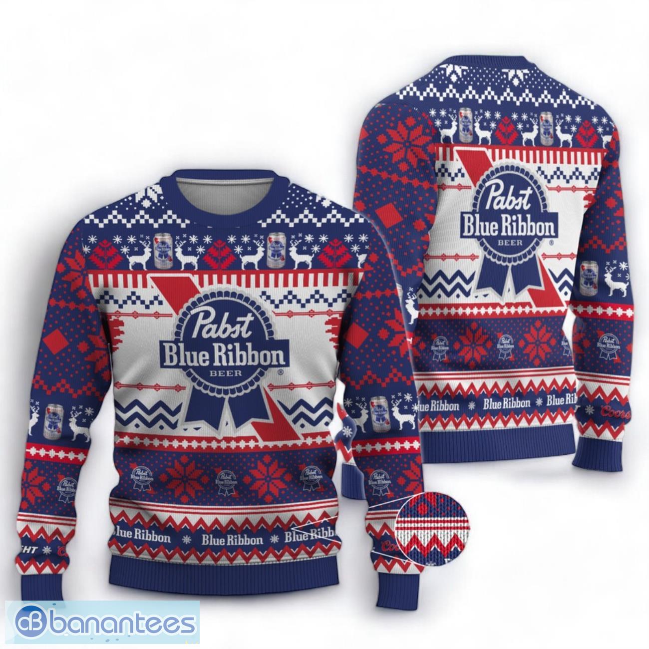 pabst blue ribbon ugly sweater christmas gift for fans image Pabst Blue Ribbon Ugly Sweater Christmas Gift For Fans Product Photo 1
