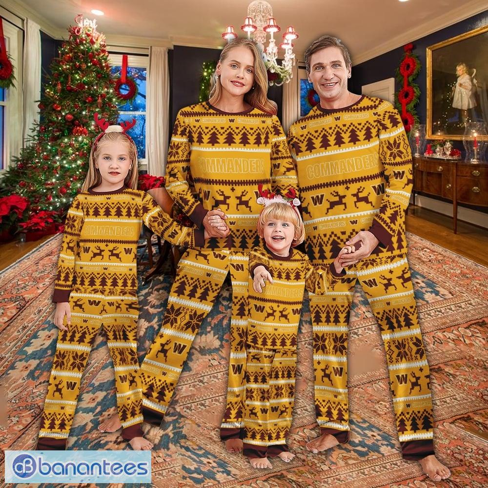 pajamas set ugly christmas nfl washington commanders christmas for family image Pajamas set Ugly Christmas NFL Washington Commanders Christmas For Family - Pajamas set Ugly Christmas NFL Washington Commanders Christmas For Family