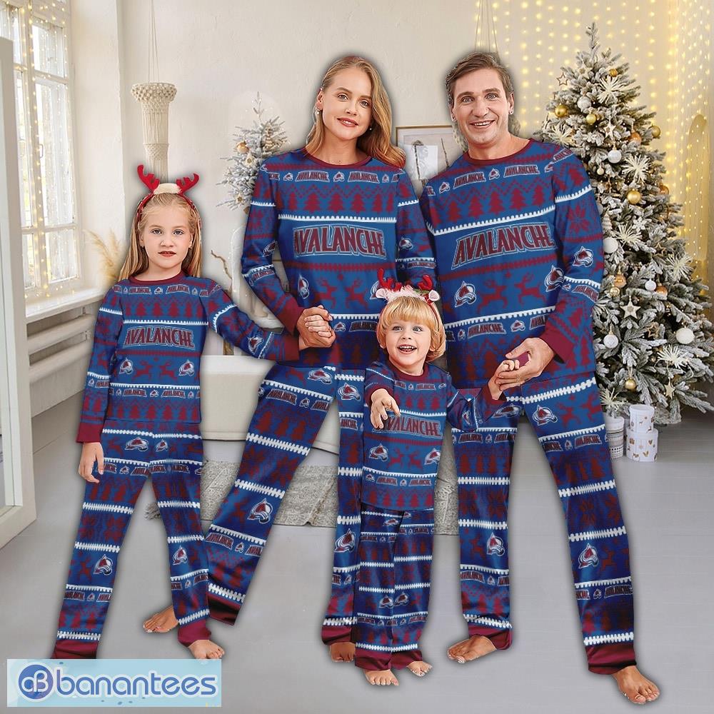 pajamas set ugly christmas nhl colorado avalanche for christmas image Pajamas set Ugly Christmas NHL Colorado Avalanche For Christmas - Pajamas set Ugly Christmas NHL Colorado Avalanche For Christmas