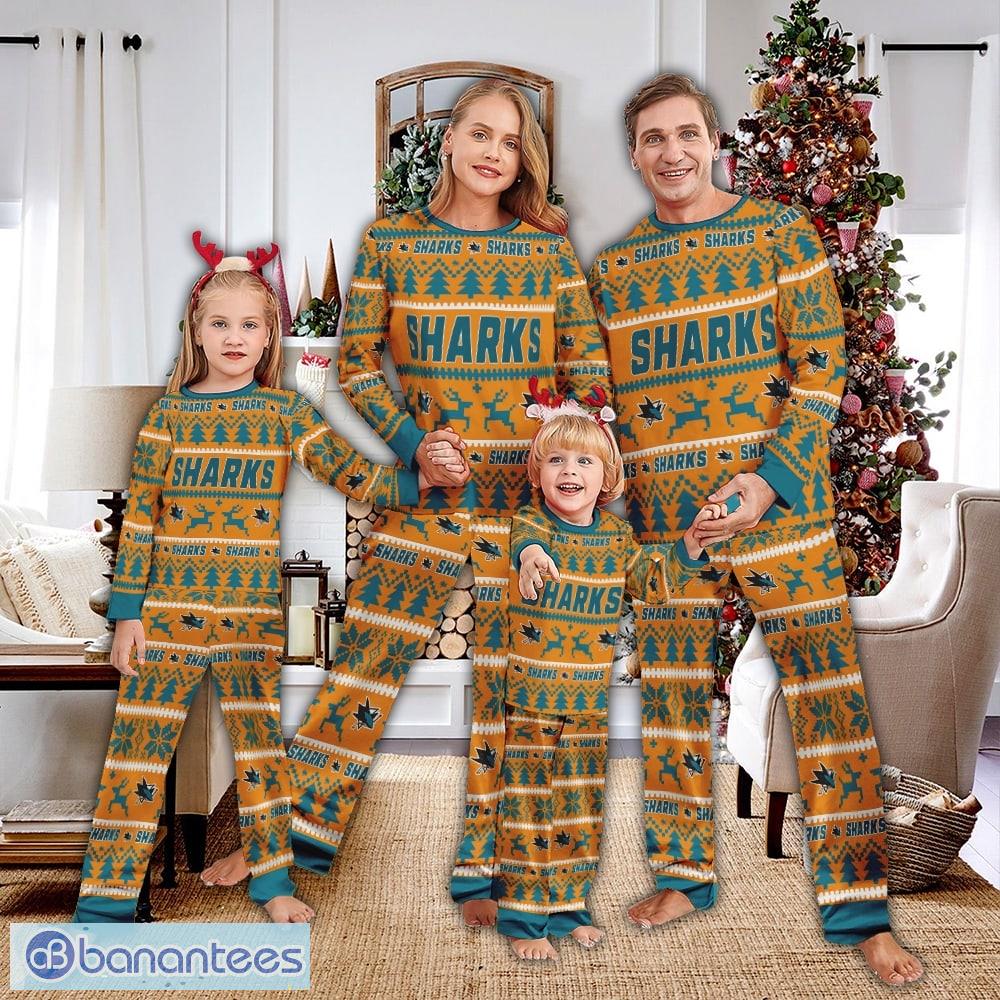 pajamas set ugly christmas nhl san jose sharks all over print christmas gift image Pajamas set Ugly Christmas NHL San Jose Sharks All Over Print Christmas Gift - Pajamas set Ugly Christmas NHL San Jose Sharks All Over Print Christmas Gift