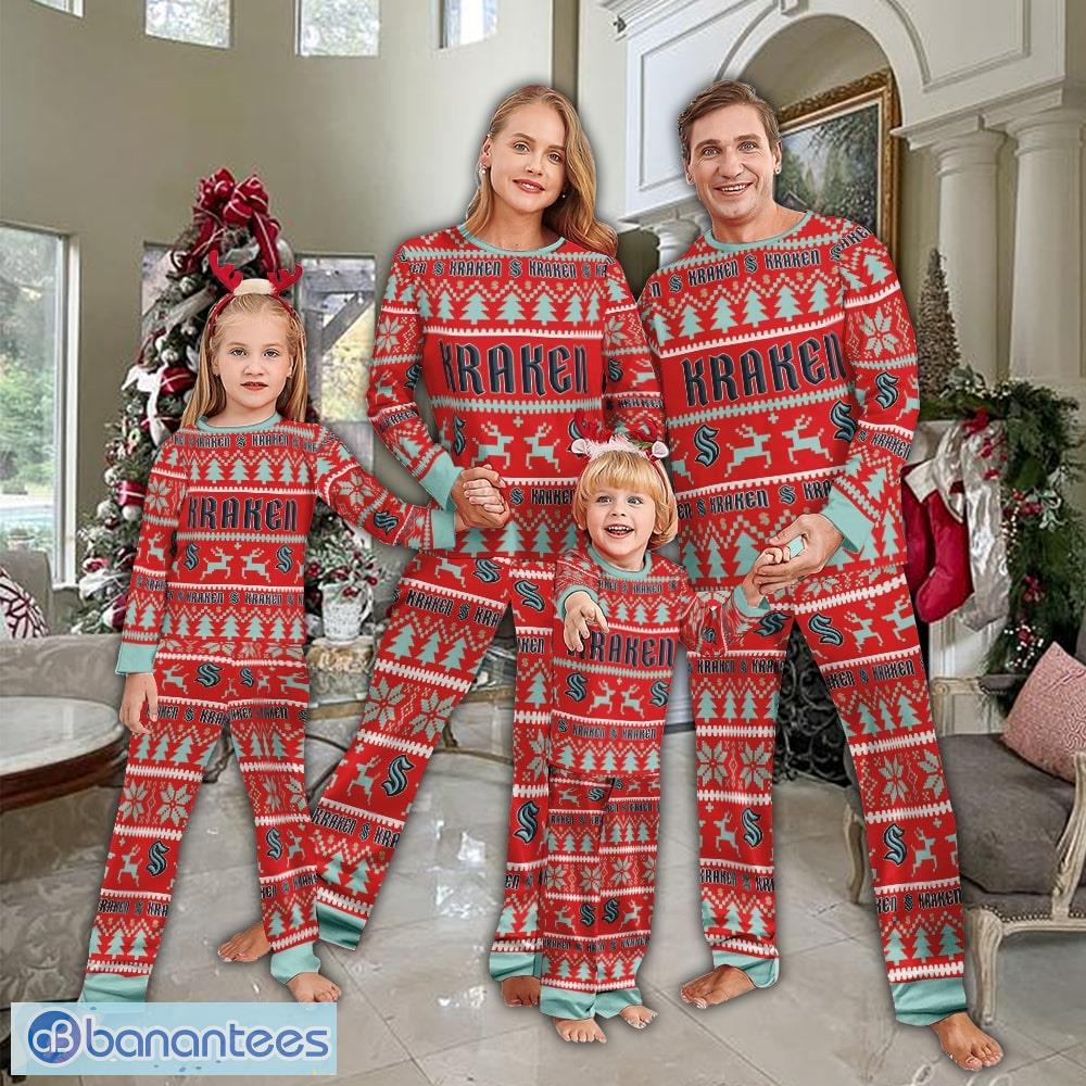 pajamas set ugly christmas nhl seattle kraken for christmas image Pajamas set Ugly Christmas NHL Seattle Kraken For Christmas - Pajamas set Ugly Christmas NHL Seattle Kraken For Christmas