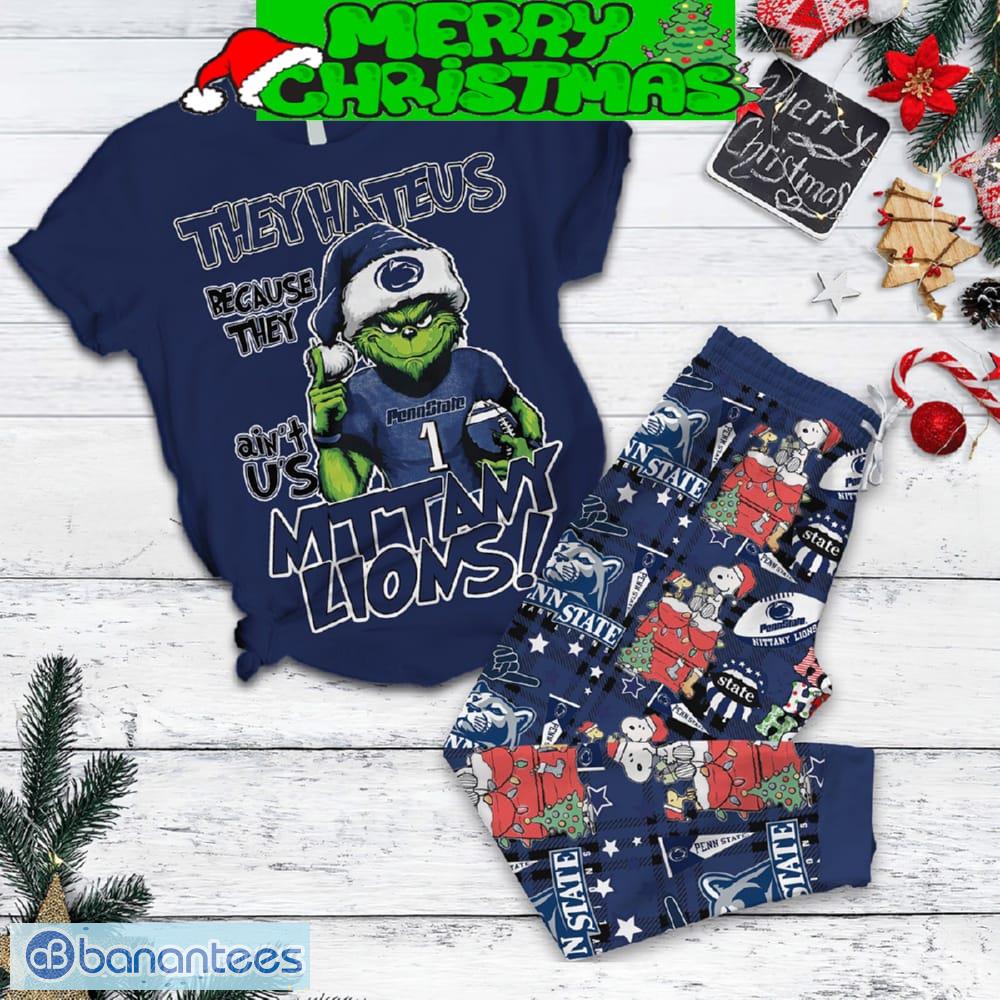 penn state nittany lions grinch hate us christmas fleece pajamas set men women for fans image Penn State Nittany Lions Grinch Hate Us Christmas Fleece Pajamas Set Men Women For Fans - Penn State Nittany Lions Grinch Hate Us Christmas Fleece Pajamas Set-1