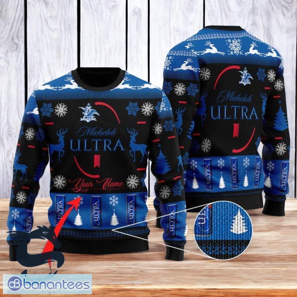 personalized black michelob ultra ugly christmas ugly sweater 3d best gift chistmas image Personalized Black Michelob ULTRA Ugly Christmas Ugly Sweater 3D Best Gift Chistmas Product Photo 1