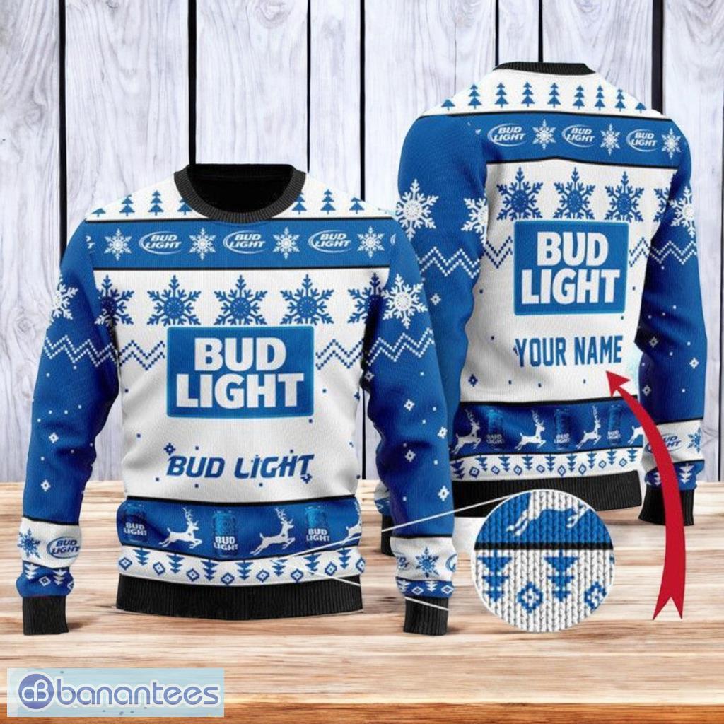 personalized bud light ugly christmas ugly sweater 3d best gift chistmas image Personalized Bud Light Ugly Christmas Ugly Sweater 3D Best Gift Chistmas Product Photo 1