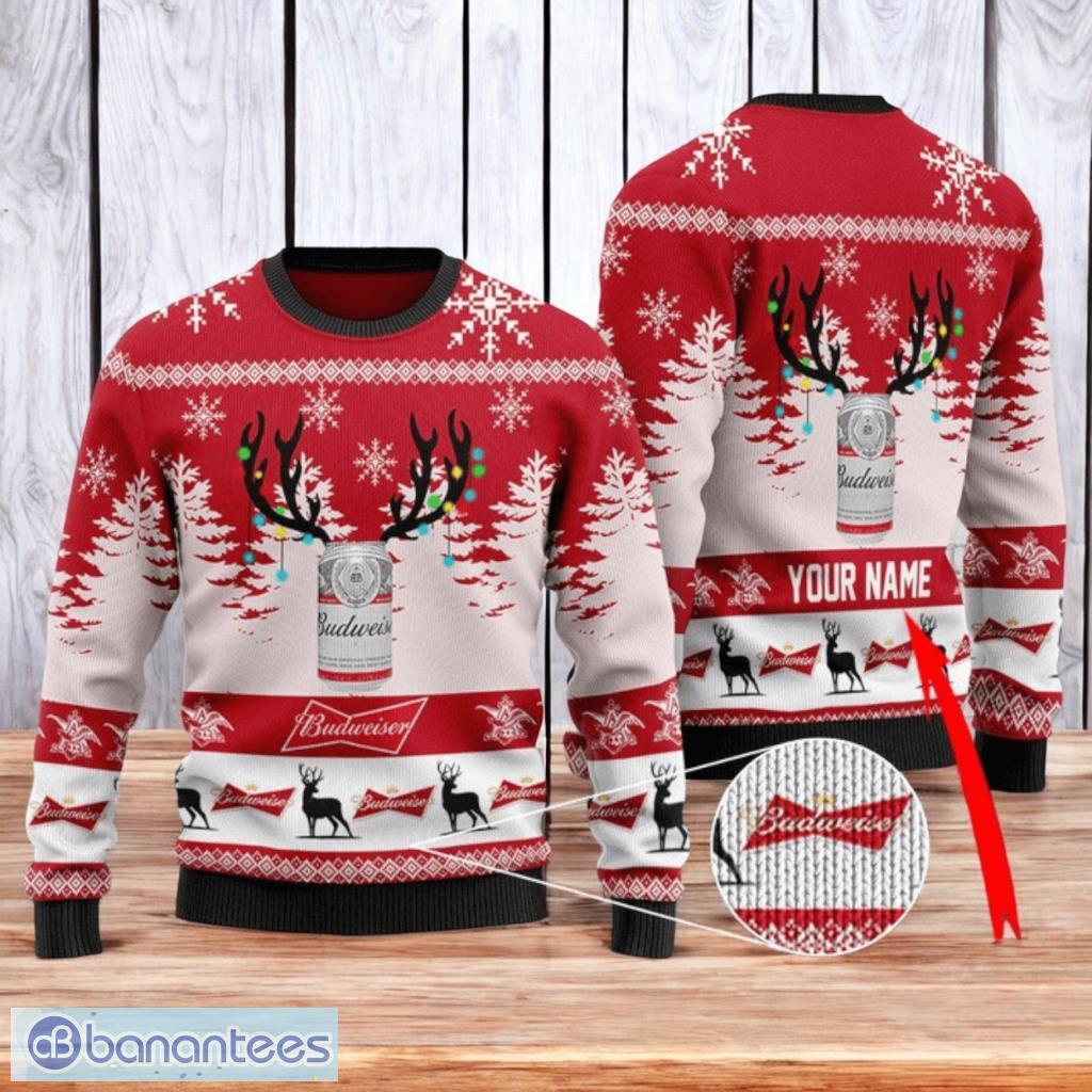 personalized budweiser christmas ugly sweater 3d best gift chistmas image Personalized Budweiser Christmas Ugly Sweater 3D Best Gift Chistmas Product Photo 1