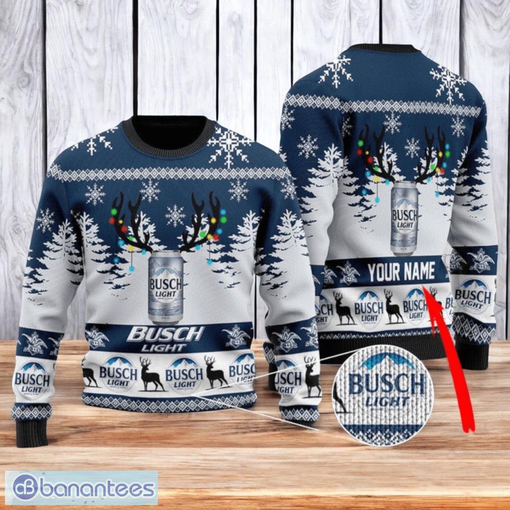 personalized busch light ugly christmas ugly sweater 3d best gift chistmas image Personalized Busch Light Ugly Christmas Ugly Sweater 3D Best Gift Chistmas Product Photo 1