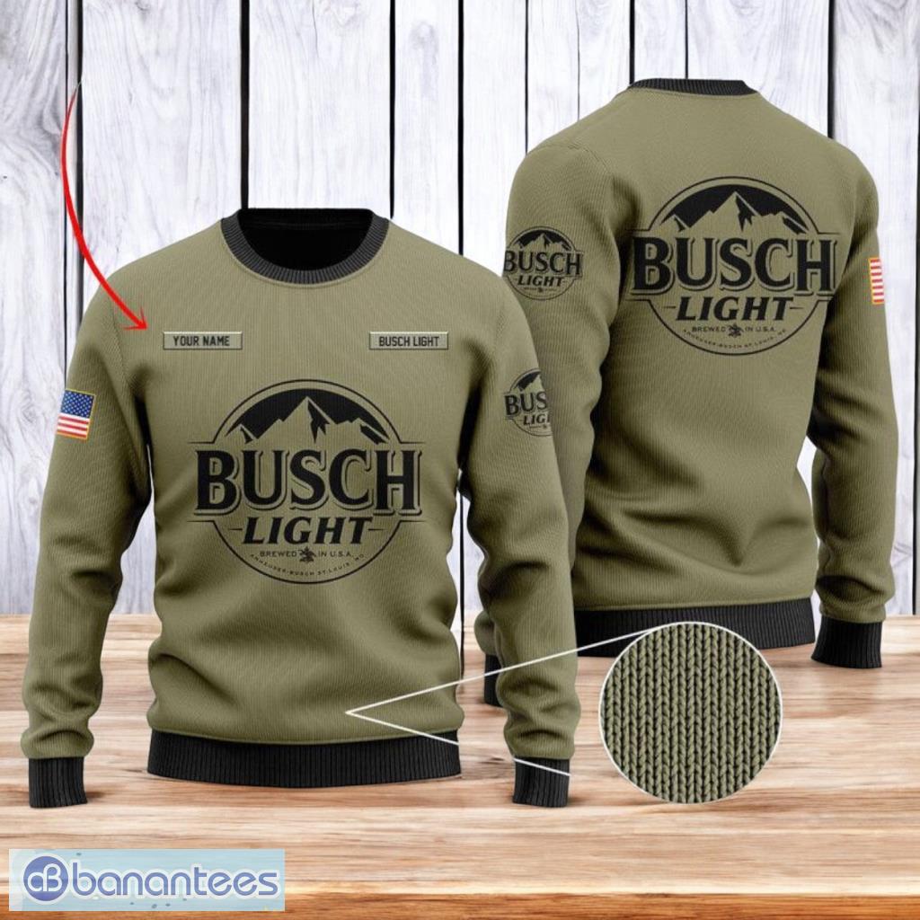 personalized camo busch light christmas ugly sweater 3d best gift chistmas image Personalized Camo Busch Light Christmas Ugly Sweater 3D Best Gift Chistmas Product Photo 1