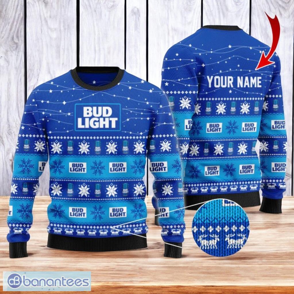 personalized christmas twinkle lights bud light christmas ugly sweater 3d best gift chistmas image Personalized Christmas Twinkle Lights Bud Light Christmas Ugly Sweater 3D Best Gift Chistmas Product Photo 1