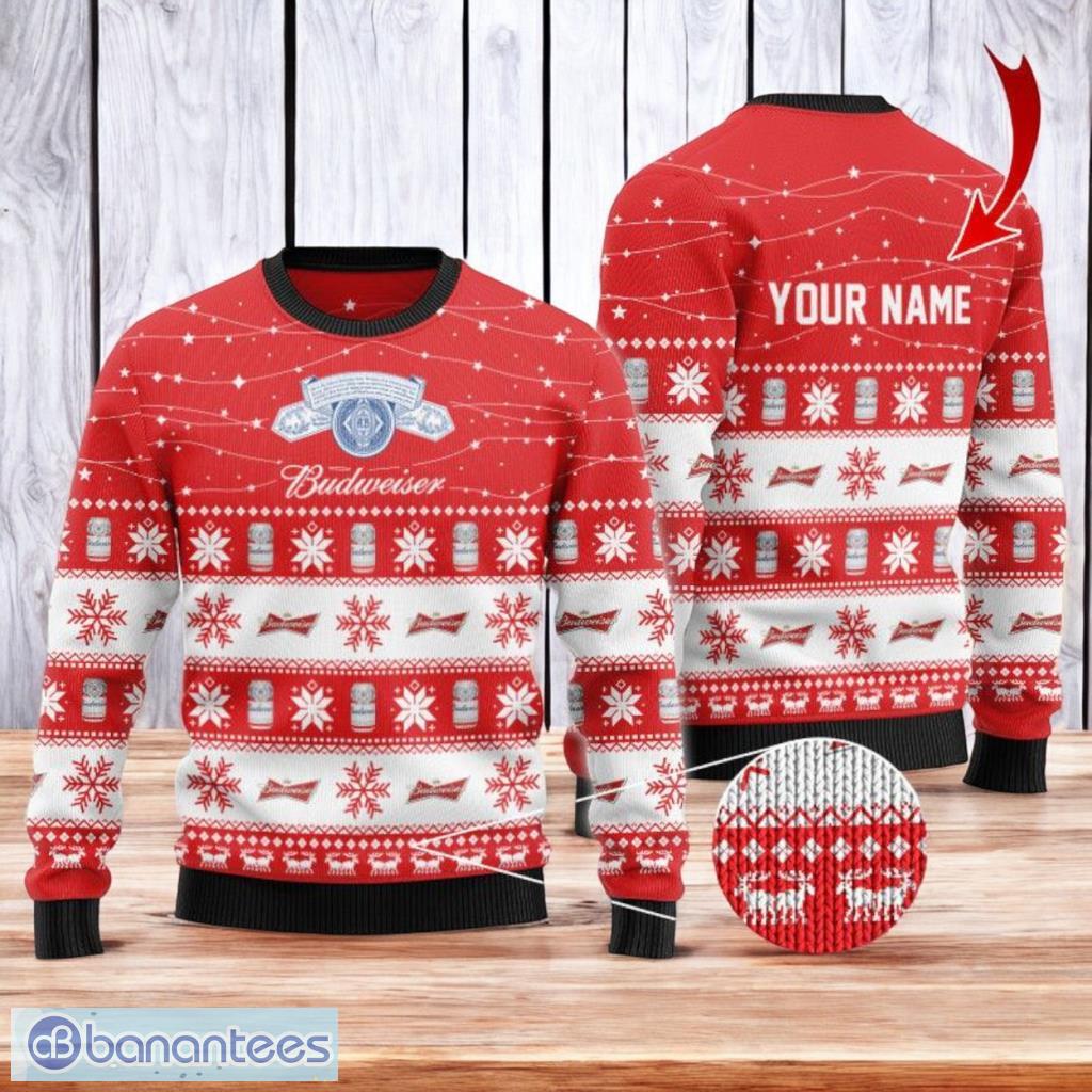 personalized christmas twinkle lights budweiser christmas ugly sweater 3d best gift chistmas image Personalized Christmas Twinkle Lights Budweiser Christmas Ugly Sweater 3D Best Gift Chistmas Product Photo 1