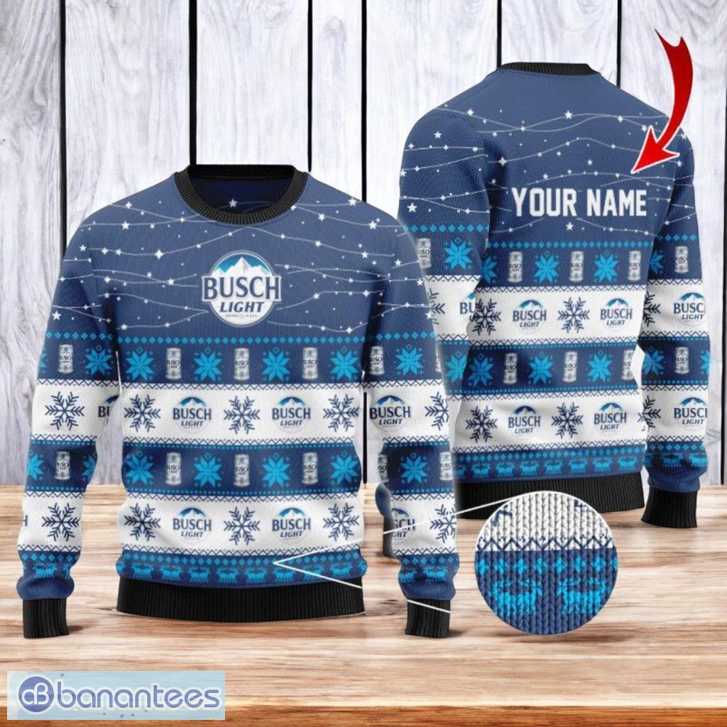 personalized christmas twinkle lights busch light christmas ugly sweater 3d best gift chistmas image Personalized Christmas Twinkle Lights Busch Light Christmas Ugly Sweater 3D Best Gift Chistmas Product Photo 1