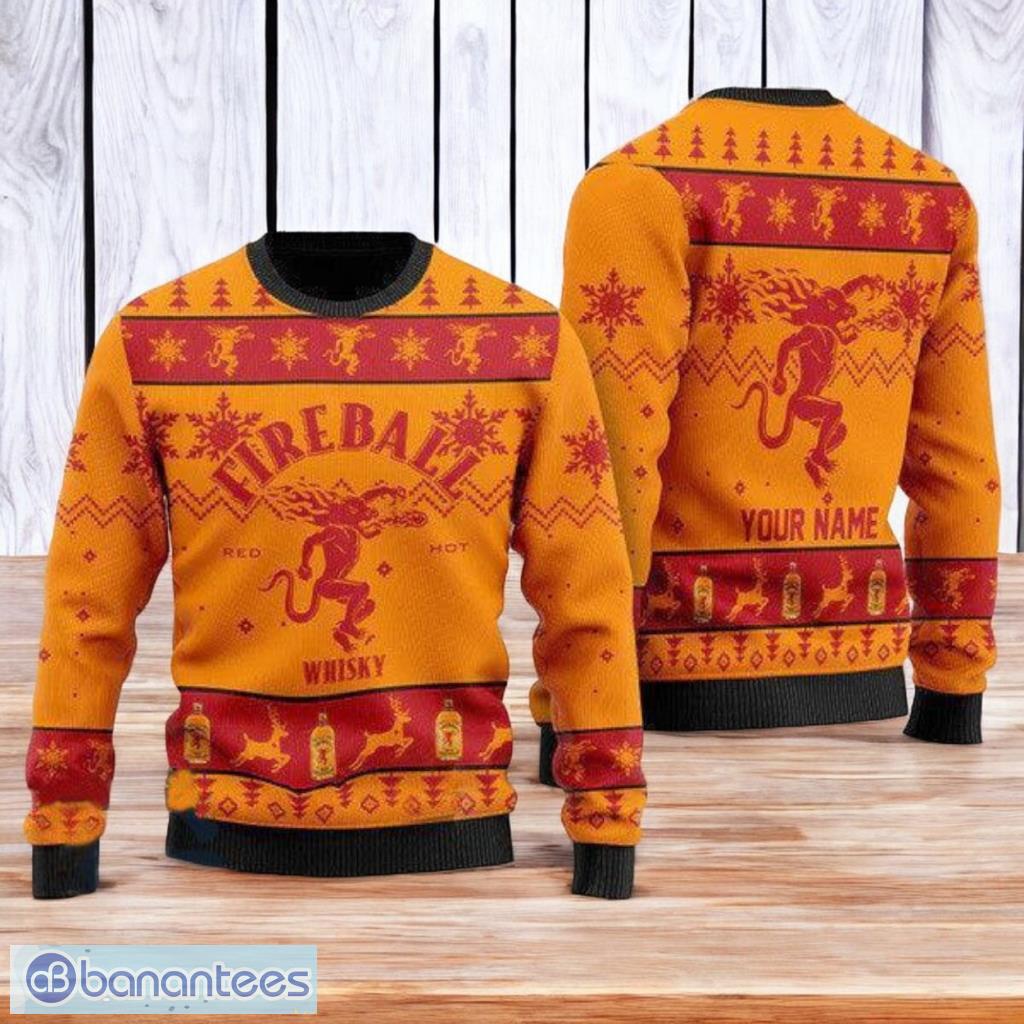 personalized fireball whisky christmas ugly sweater 3d best gift chistmas image Personalized Fireball Whisky Christmas Ugly Sweater 3D Best Gift Chistmas Product Photo 1