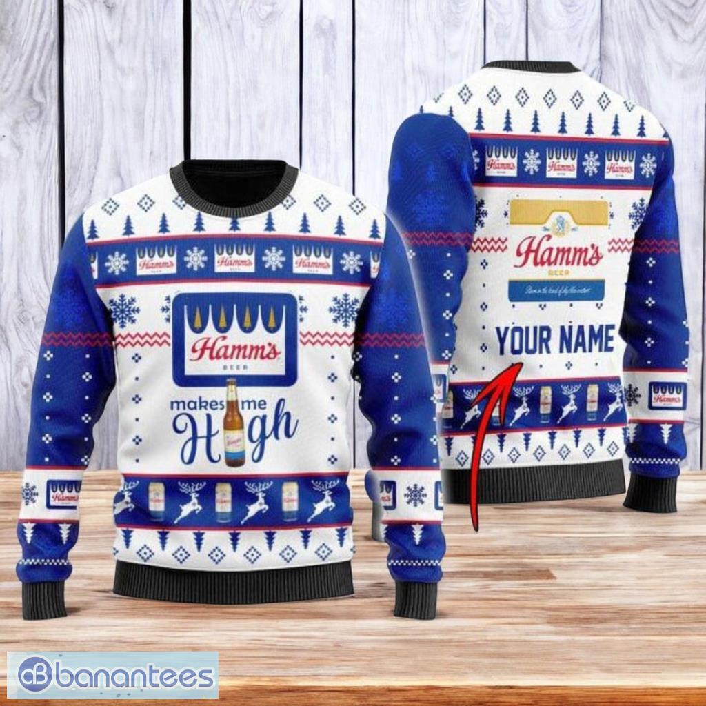 personalized hamms beer makes me high christmas ugly sweater 3d best gift chistmas image Personalized Hamm_s Beer Makes Me High Christmas Ugly Sweater 3D Best Gift Chistmas Product Photo 1