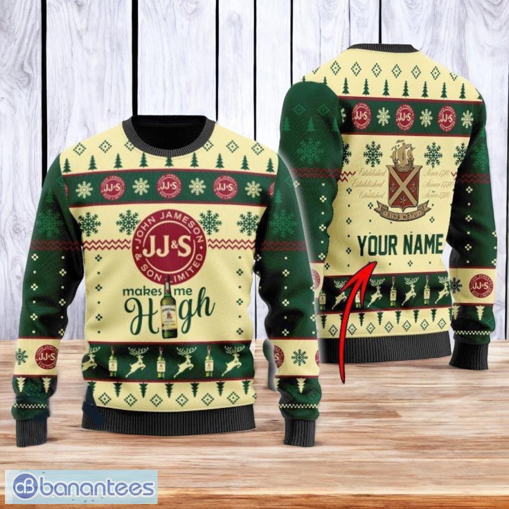 personalized jameson makes me high christmas ugly sweater 3d best gift chistmas image Personalized Jameson Makes Me High Christmas Ugly Sweater 3D Best Gift Chistmas Product Photo 1