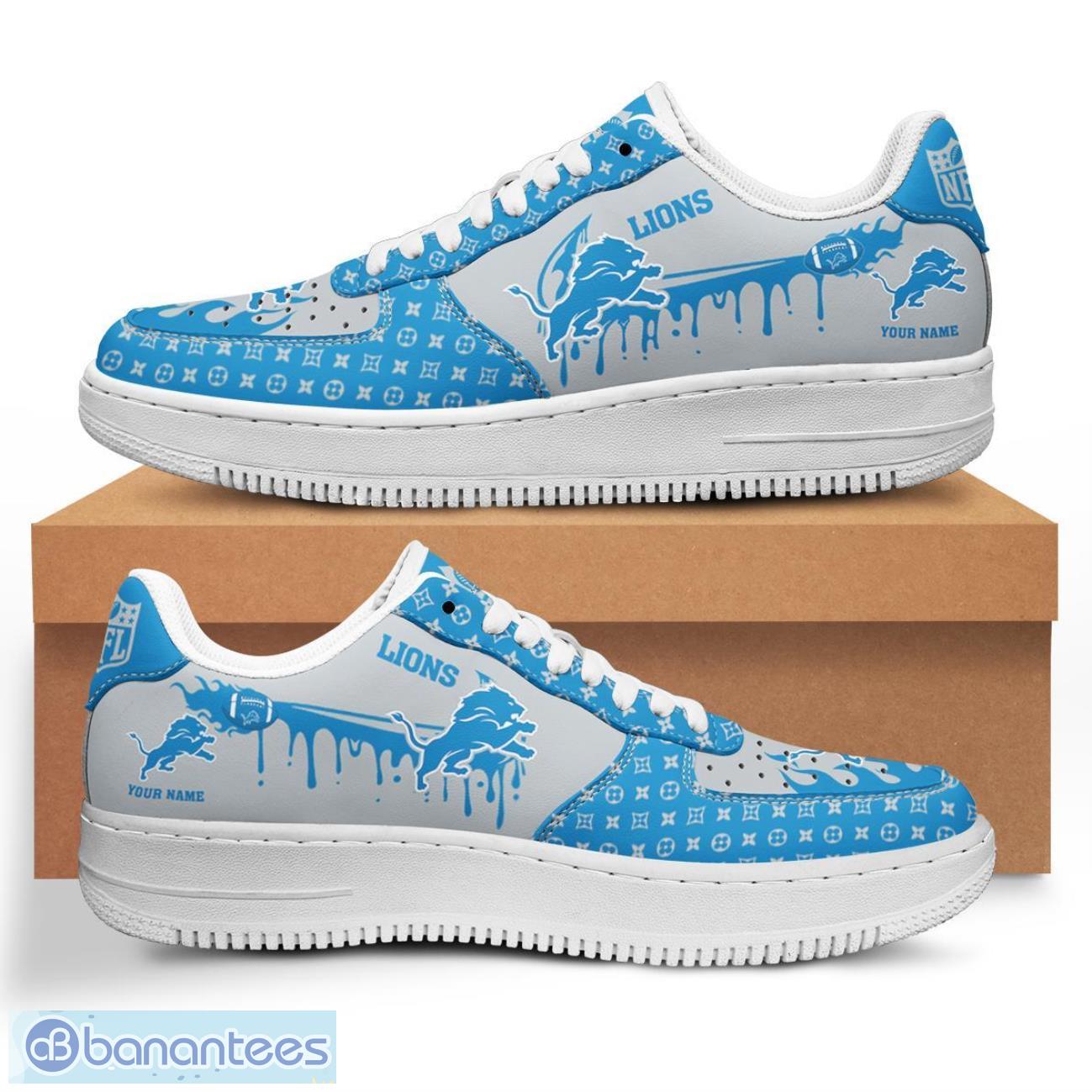 personalized name detroit lions drip air force shoes men women sneakers image Personalized Name Detroit Lions Drip Air Force Shoes Men Women Sneakers Product Photo 1
